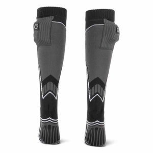 Pair of black and grey heated socks with battery pockets by vendor 509