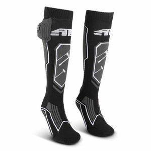 509 black heated socks with grey accents and battery pack