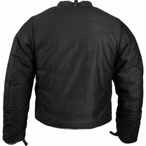 Back view of a black 509 motorcycle jacket