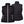 Mobile Warming black puffer vest showing front and back views with white zipper details