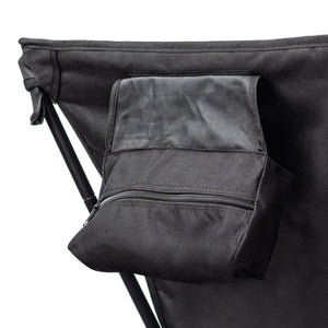 Gobi Heat black zippered storage pouch attached to a camping chair