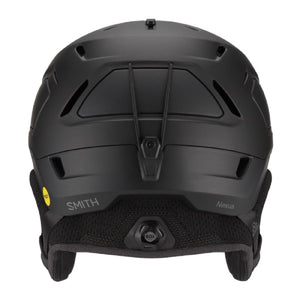 Back view of matte black Smith Optics Nexus ski helmet with BOA fit system