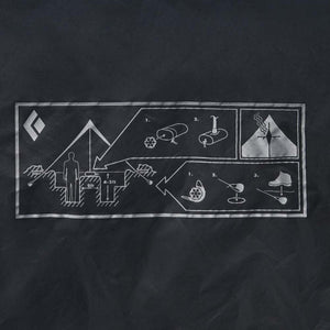 Black Diamond graphic showing snow shelter construction instructions