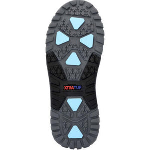 Xtratuf boot tread pattern with grey and light blue rubber sole