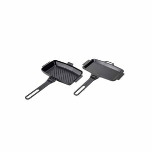 Snow Peak cast iron sandwich cooker with two detachable rectangular pans