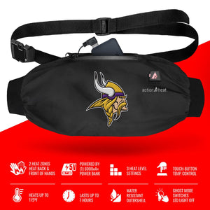 ActionHeat Minnesota Vikings heated hand warmer muff with power bank and temperature control features