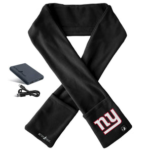ActionHeat black fleece scarf with New York Giants logo and battery pack