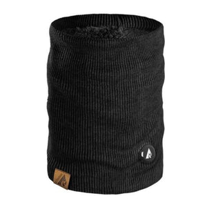 ActionHeat black ribbed neck gaiter with fleece lining and power button