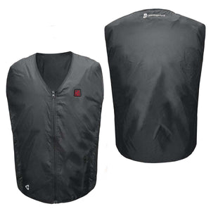 Front and back view of a black Gerbing heated vest