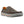 Korkers grey canvas slip on shoe with orange accent stripe and patterned interior lining