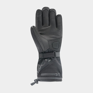 Racer black leather motorcycle glove with wrist strap and zipper cuff
