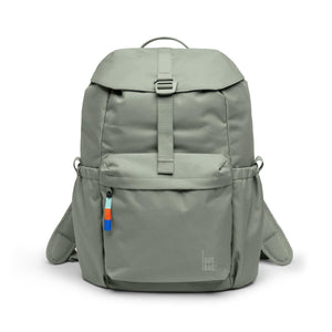 Sage green Got Bag backpack with a front pocket and buckle closure