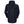 Back view of a navy blue Helly Hansen hooded rain jacket