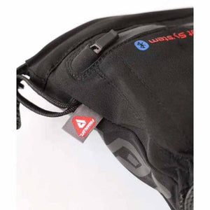Black glove detail featuring a Primaloft tag and Bluetooth logo