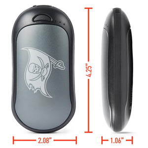 ActionHeat Tampa Bay Buccaneers hand warmer with dimensions shown