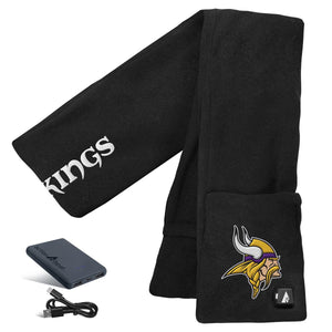 ActionHeat Minnesota Vikings heated fleece scarf with battery pack and charging cable