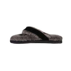 Cloud Nine Sheepskin grey sheepskin thong slipper with black strap