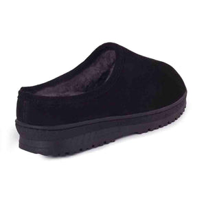 Cloud Nine Sheepskin black suede mule slipper with thick rubber sole