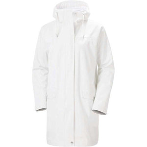 Helly Hansen white hooded rain coat with front pockets