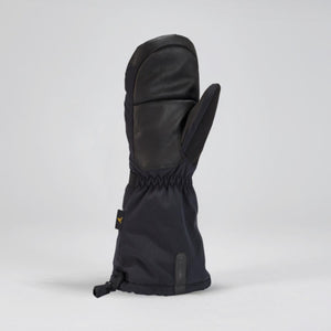 Gordini black winter mitten with leather palm and gauntlet cuff