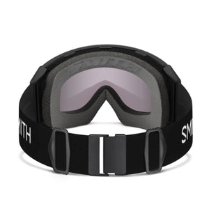 Smith Optics black ski goggles with adjustable strap and grey lens