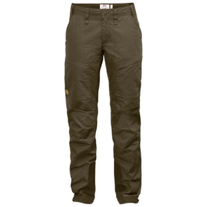 FjallRaven dark olive green trekking trousers with reinforced knees and side pockets