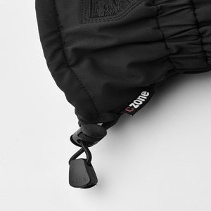 Black Hestra glove cuff with CZone label and adjustable drawstring toggle