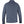 Back view of a blue marl knit shawl collar cardigan with ribbed cuffs and hem