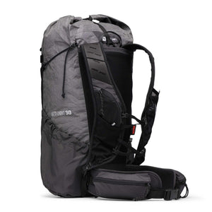 Black Diamond Beta Light 30 backpack in grey with side pockets and padded waist belt