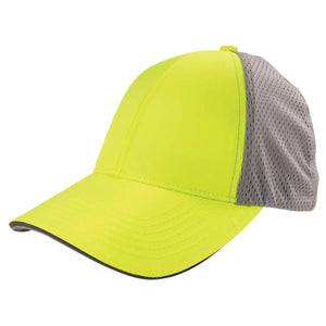 Glowear high visibility yellow baseball cap with grey mesh back panels