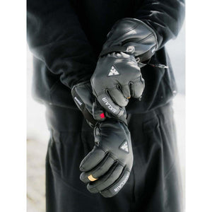 Auclair black leather heated gloves with ewool branding