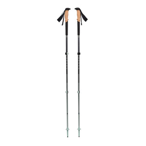 Black Diamond trekking poles with cork grips and adjustable shafts