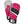 Hestra pink and grey winter mittens with black and white diagonal stripes