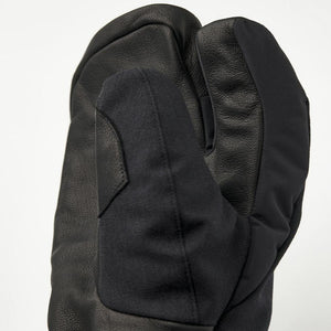 Hestra black leather three finger ski mitten