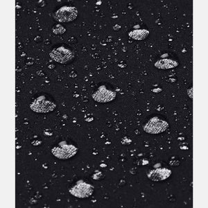 Water droplets on black Under Armour fabric