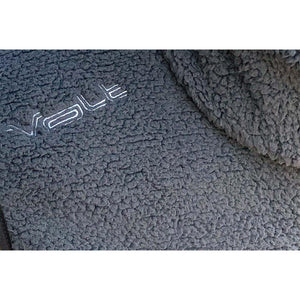 Grey fleece fabric with Volt Heat logo embroidered in white