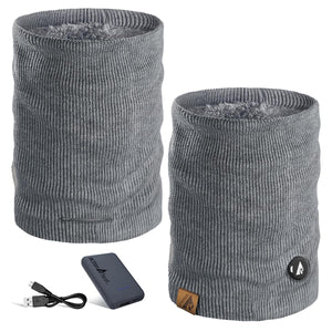 ActionHeat grey heated neck gaiter with power bank and charging cable