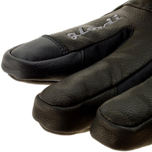 Close up of black Glovii leather glove fingers