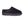 Cloud Nine Sheepskin black suede mule slipper with white stitching and gold hardware