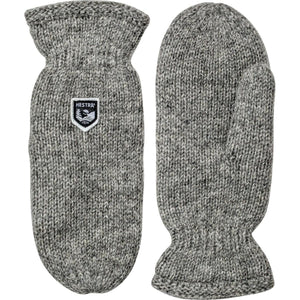 Hestra grey knit wool mittens
