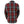 Back view of a red and grey plaid flannel shirt