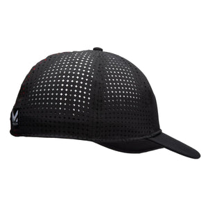Black Mission baseball cap with perforated cross pattern