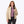 Woman wearing a beige Mobile Warming sherpa fleece jacket with a hood
