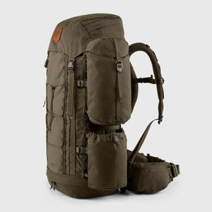 FjallRaven Singi olive green hiking backpack with side pockets and padded shoulder straps