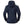 Back view of a navy blue Helly Hansen hooded rain jacket
