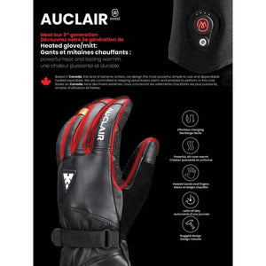 Auclair third generation heated glove with feature icons for charging, heat, and battery life
