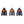 Three Kelvin hooded puffer jackets in black grey and blue with glowing orange heated back panels