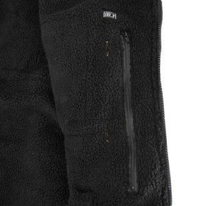 DeWalt black fleece jacket with vertical zippered chest pocket