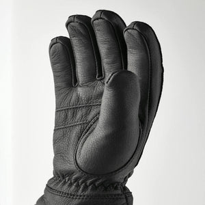 Black leather glove with reinforced palm and stitched detailing