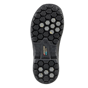 Baffin IceBite black rubber boot outsole with hexagonal tread pattern
